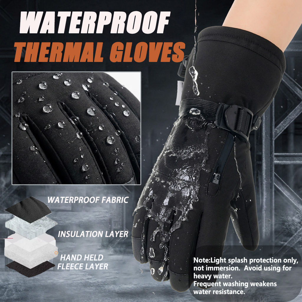 Snow Glove Insulated - 冬用スキーグローブ メンズ レディース、防水タッチスクリーン対応スノーグローブ、断熱フリース裏地付き、滑り止め、スキーやスノーボード、サイクリングに最適