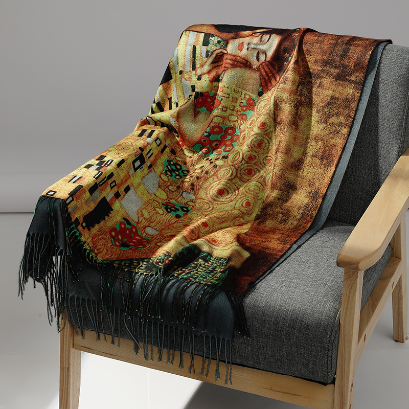 高級ブランド油絵カシミヤスカーフ女性のための暖かい冬パシュミ - Wool Scarf Men のレビューと価格