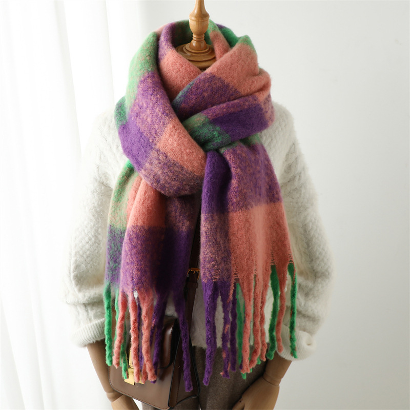 新作秋冬グリッドスカーフ 女性用 240*38cm 男性用  - Wool Scarf Men のレビューと価格