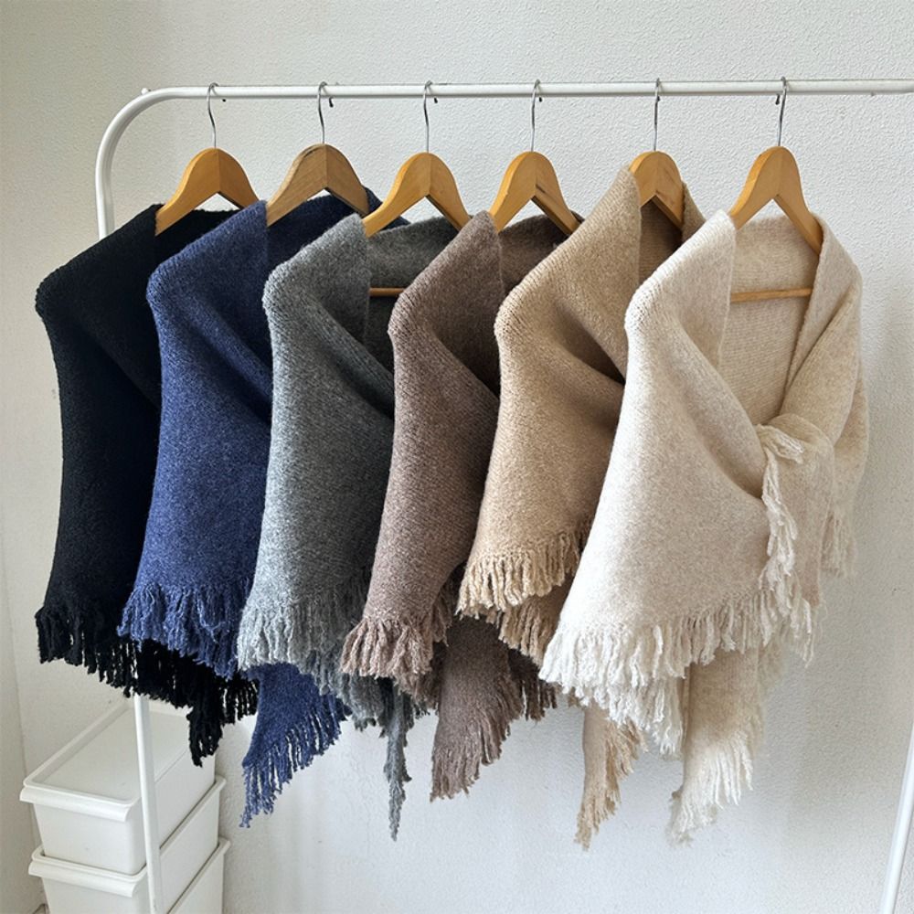 女性用の厚く編まれた三角形のショール、耐寒性のラップ、多用途 - Shawl Wrap Winter のレビューと価格
